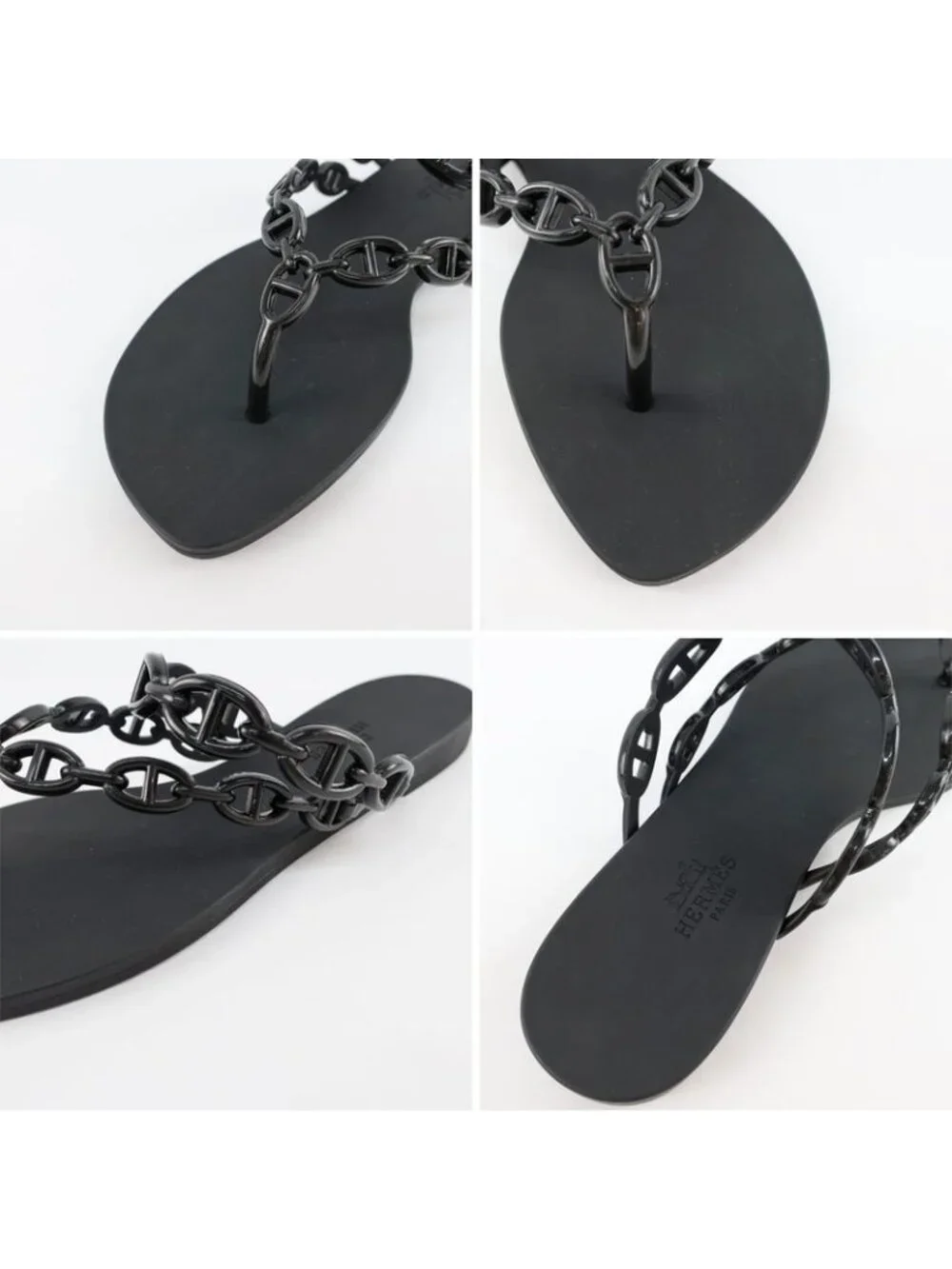 Hermes Island Sandals Chaine D'ancre Black Rubber Size 36 - Picture 8 of 10